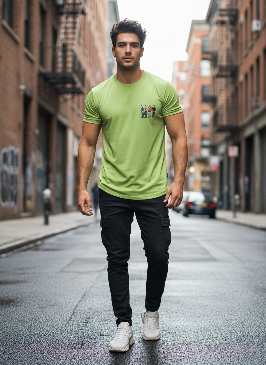 Urban Crew T-Shirt. Parrot Green color, Dry Fit Fabric 120 GSM