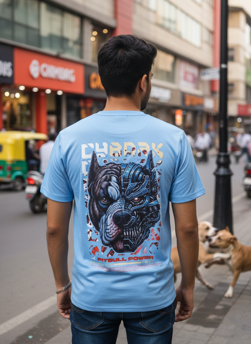 Cyber Pitbull Power Tee – Futuristic Dog Graphic Streetwear