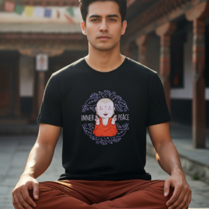 Inner Peace Monk T-Shirt front view premium graphic tshirt