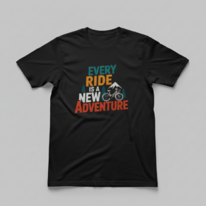 Every Ride Is a New Adventure bicycle graphic black t-shirt