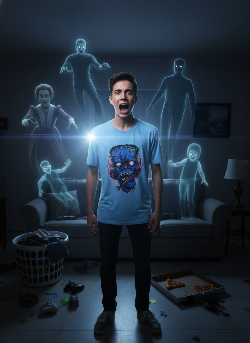 ghost final Haunted Scream Graphic T-Shirt - Image 1