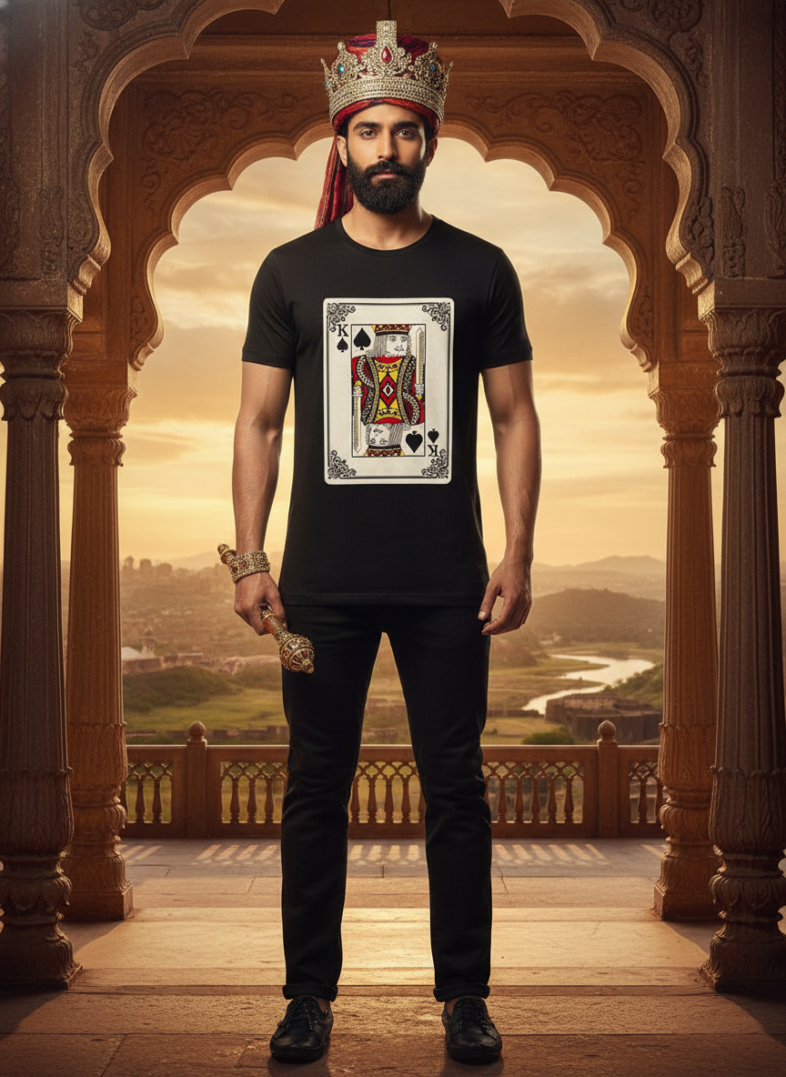 king card final Ace of Spades Graphic T-Shirt for Men | Black Playing Cards Streetwear Cotton T-Shirt - Image 1